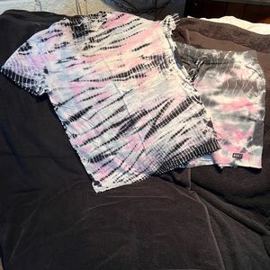 PINK by Victoria’s Secret!! Tye Dyed Varsity T-Shirt & Dad Shorts!! Gently used!